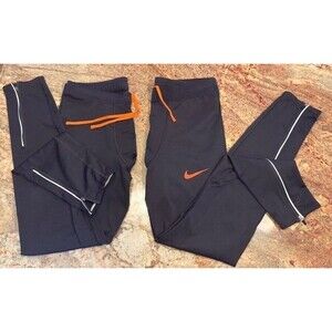 Mens Nike Dri Fit Leggings  Two Pair Size L NWOT Black W/orange Logo